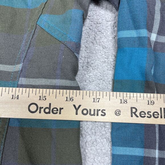 Simms Flannel Shirt Womens Small Wool Blend Plaid Outdoors Pockets Blue Gray - Picture 11 of 14